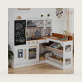 inFUNSAME Corner Wooden Play Kitchen for Kids with Toy Storage Organizer
