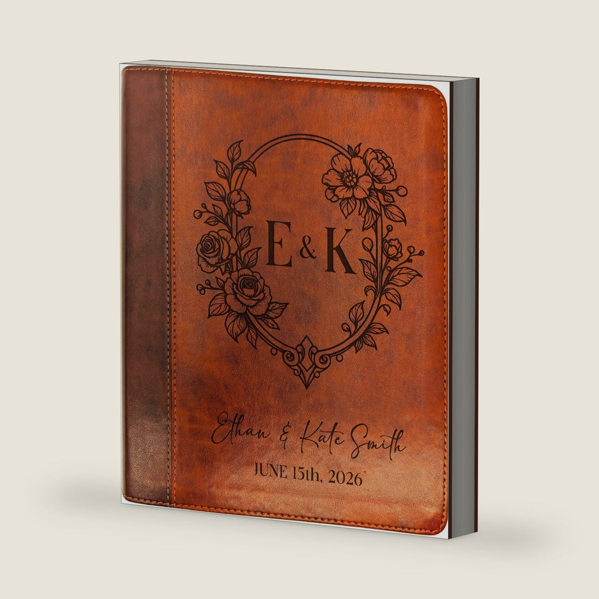 Personalized ESV Journaling Study Bible | Custom Engraved Name | Wide Margin Bible for Notes | Christian Gift for Couples (Initials Floral Frame)