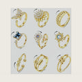 14K Gold Plated Fidget Ring for Women Adjustable Anxiety Ring Set 9Pcs