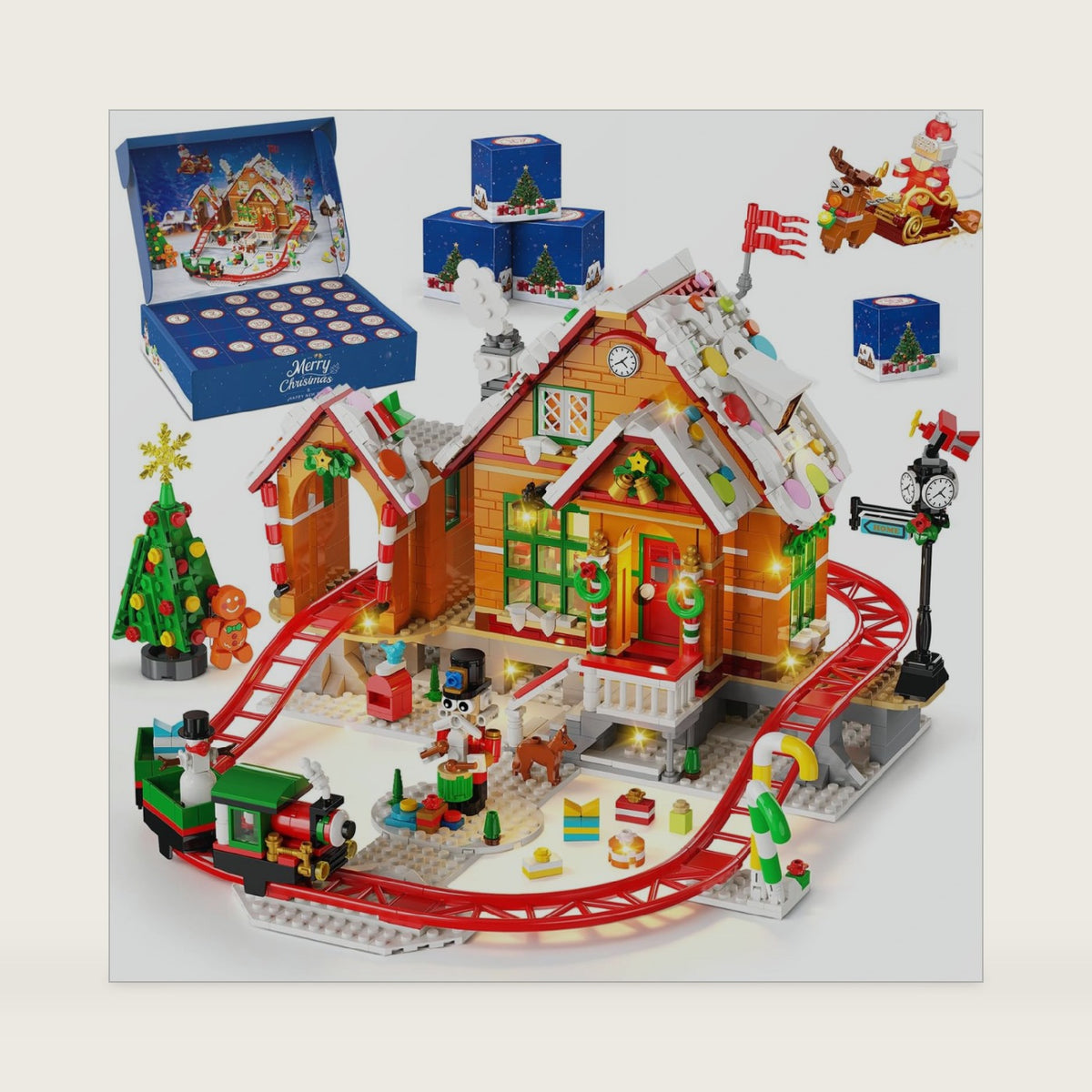 Advent Calendar Gingerbread House Roller Coaster Building Set with Light