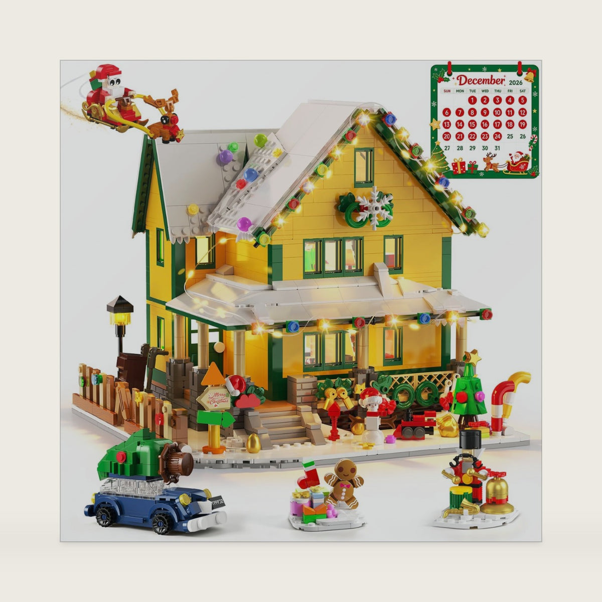 INSOON Advent Calendar 2026 Christmas House Mini Building Set with Lights