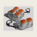 2-Pack Mini Toast Keyboard Fidget Toy - Bread Keycap Clicky Keychain