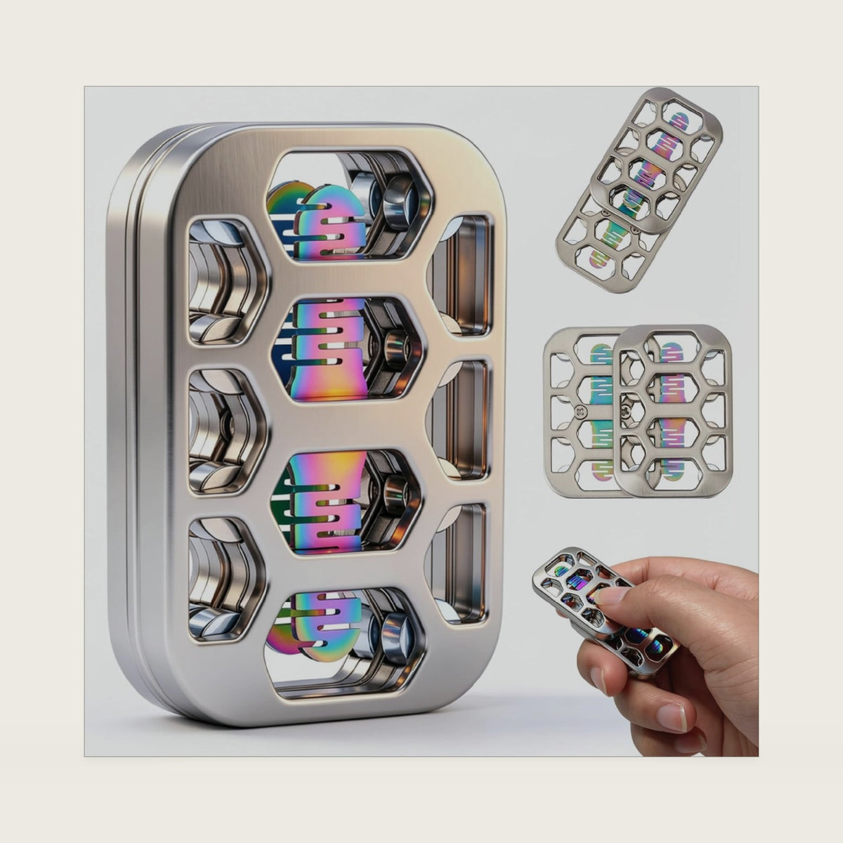 Fidget Toys Adults Openwork Design Metal Fidget Slider EDC Fidget Toys Adults Decompression Desk Toys to Relief Anxiety and Stress for ADD, ADHD & Autism (Silver)