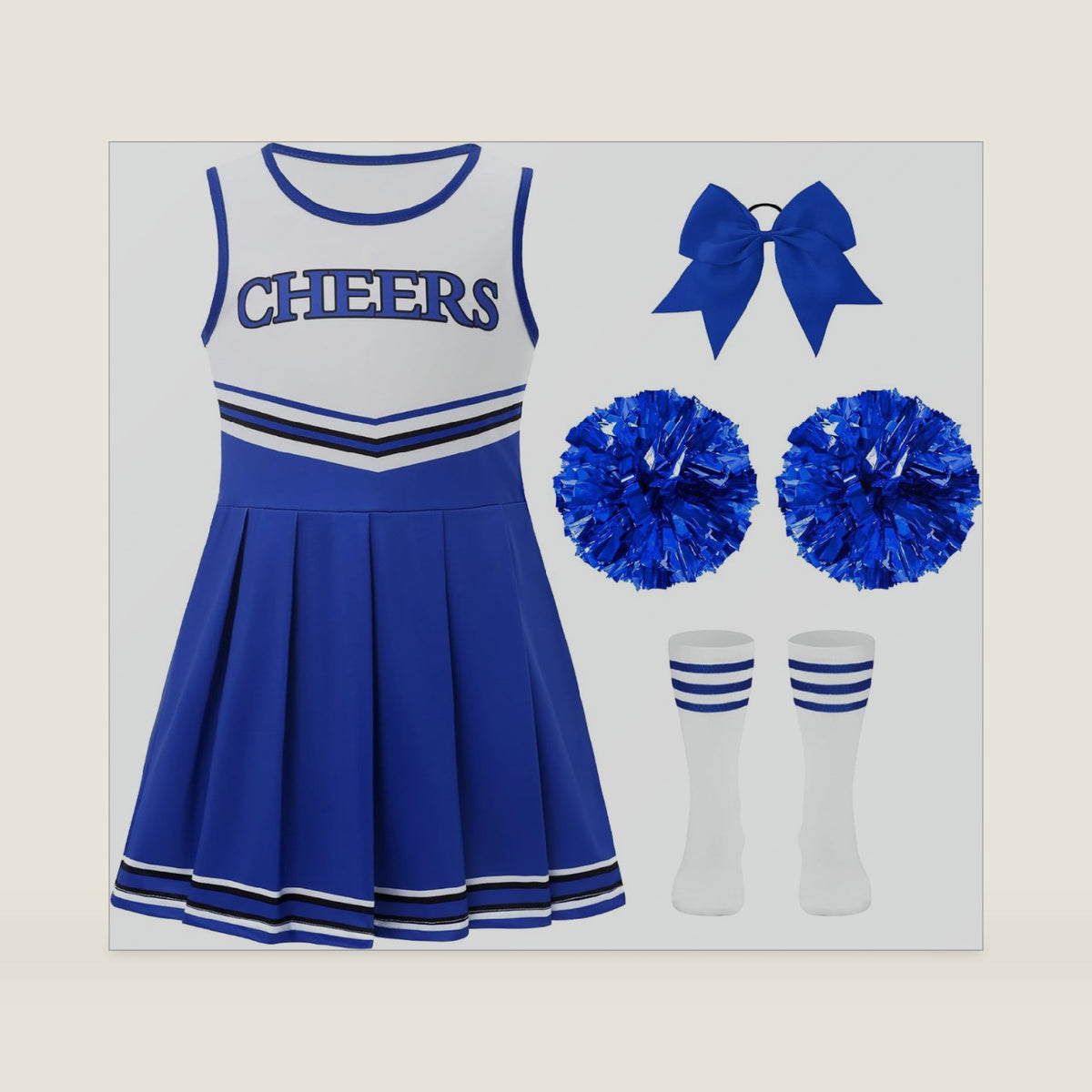 Cheerleader Costume for Girls 4Pcs Halloween Costume Outfit Set