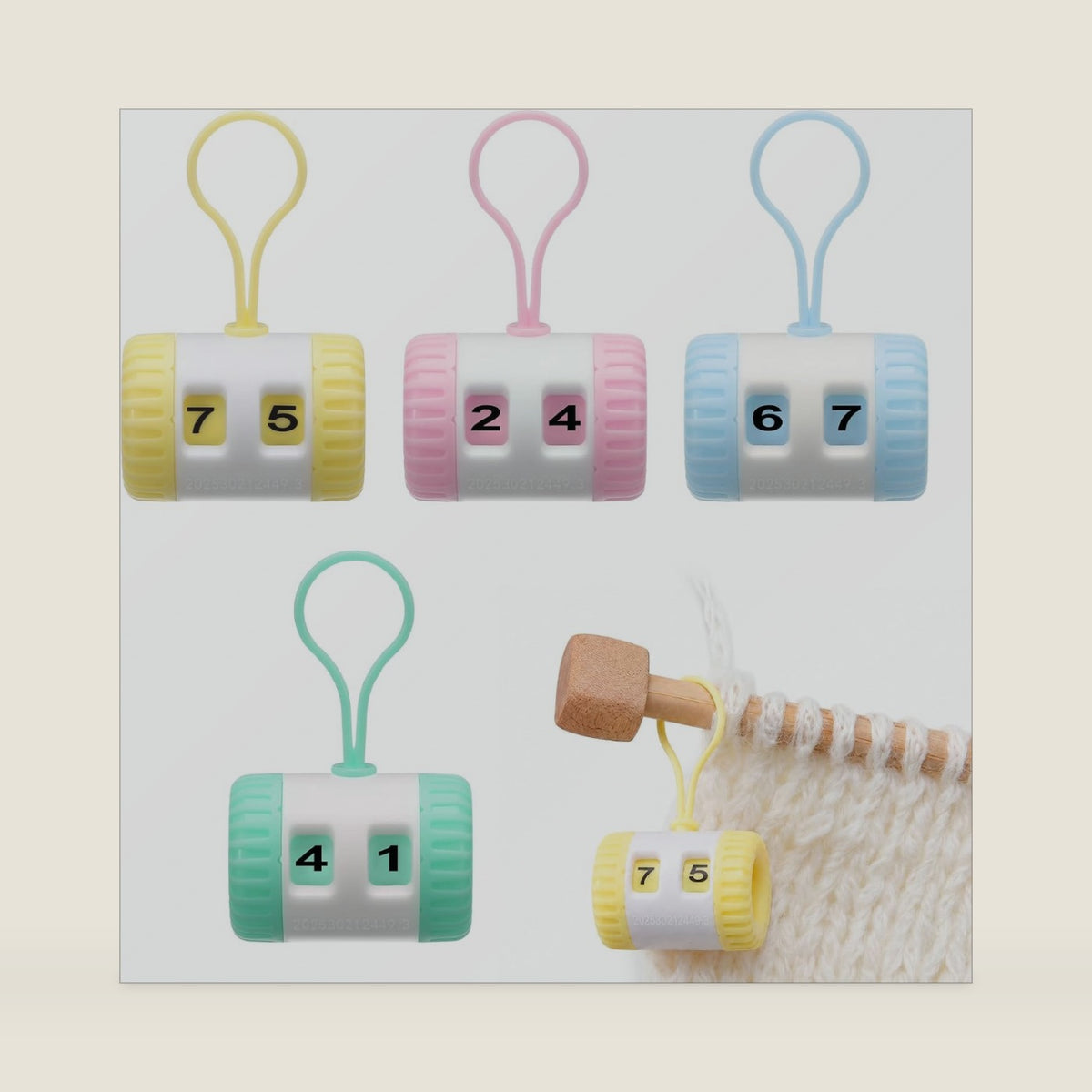 Tallew 4 Pcs Plastic Row Counter for Knitting Pastel Color