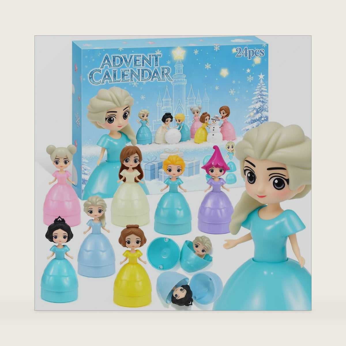 2026 Princess Advent Calendar 24 Days Christmas Surprise Egg Toys