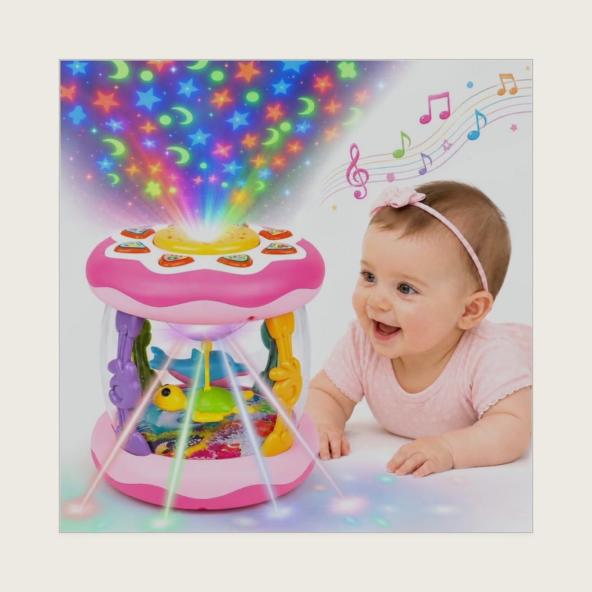 Baby Girl Toys 0-6 Months: Ocean Rotating Projector Musical Light Up Toy