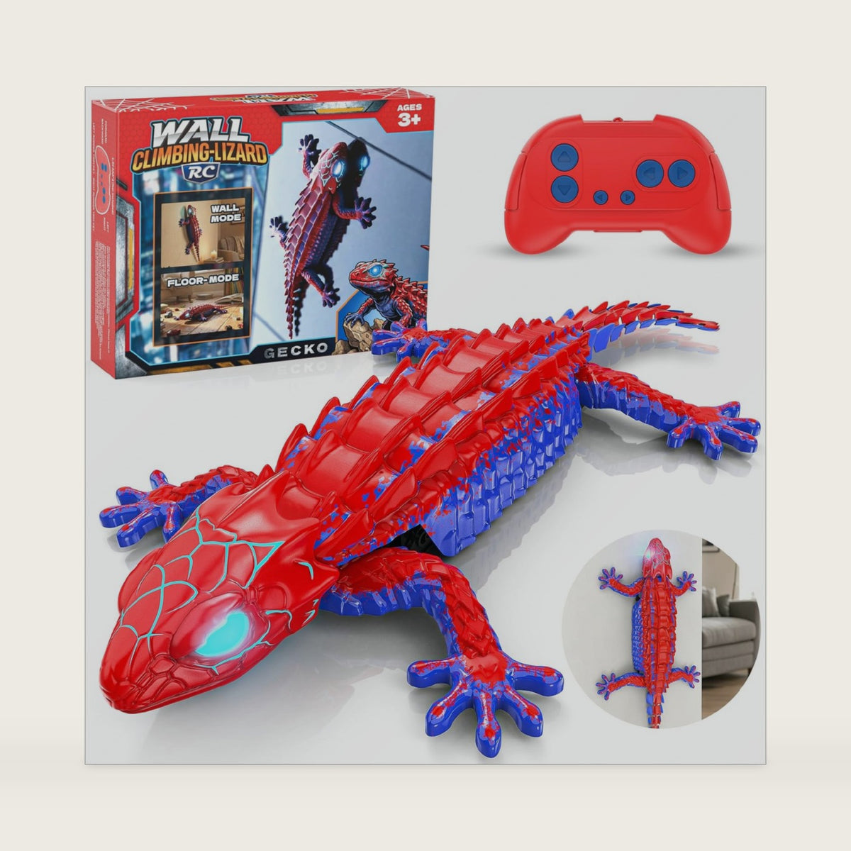 RC Wall Climbing Gecko, Rechargeable Remote Control Robot for Kids