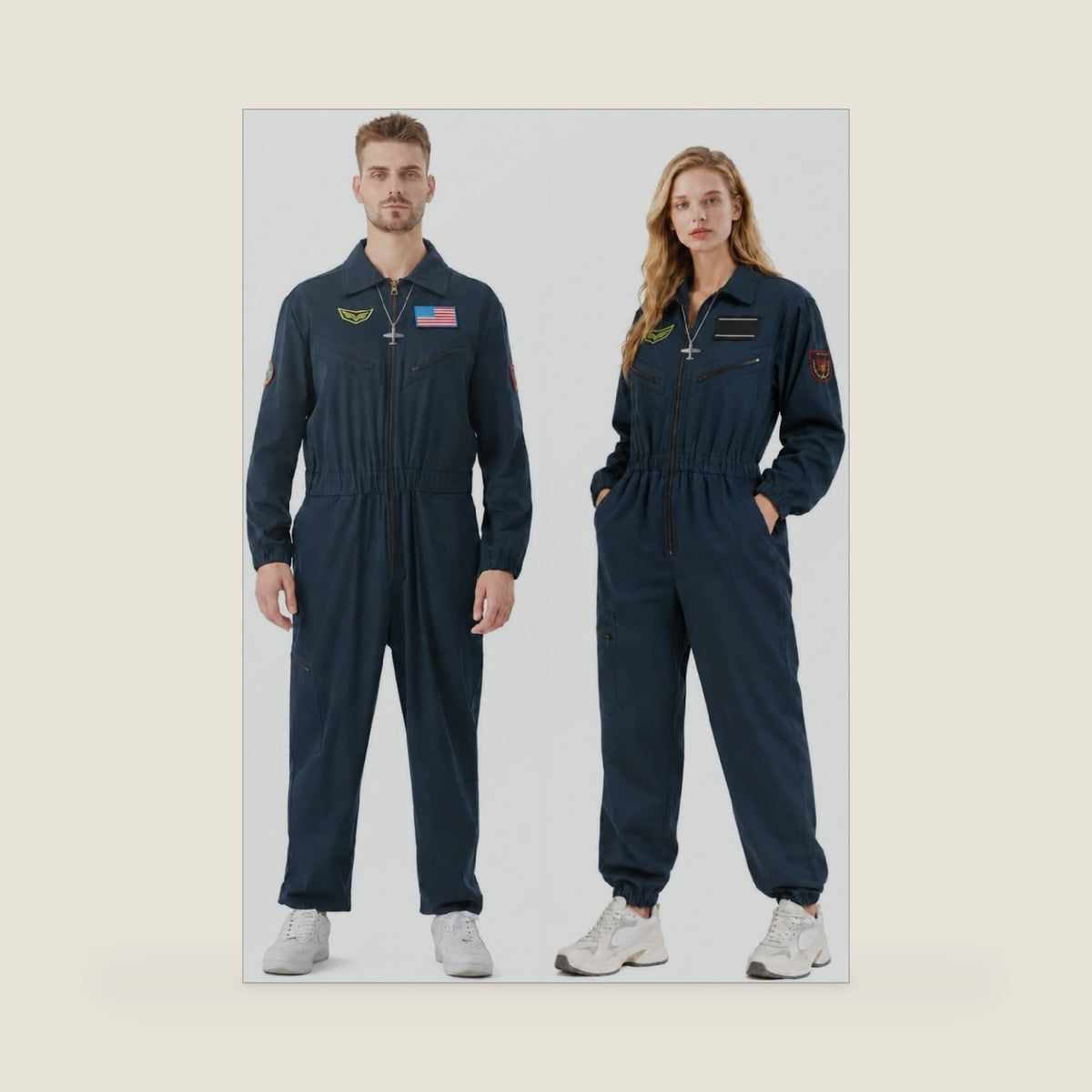 JoeRita Fighter Pilot Costume Men Flight Suit Aero Jumpsuit Women Halloween