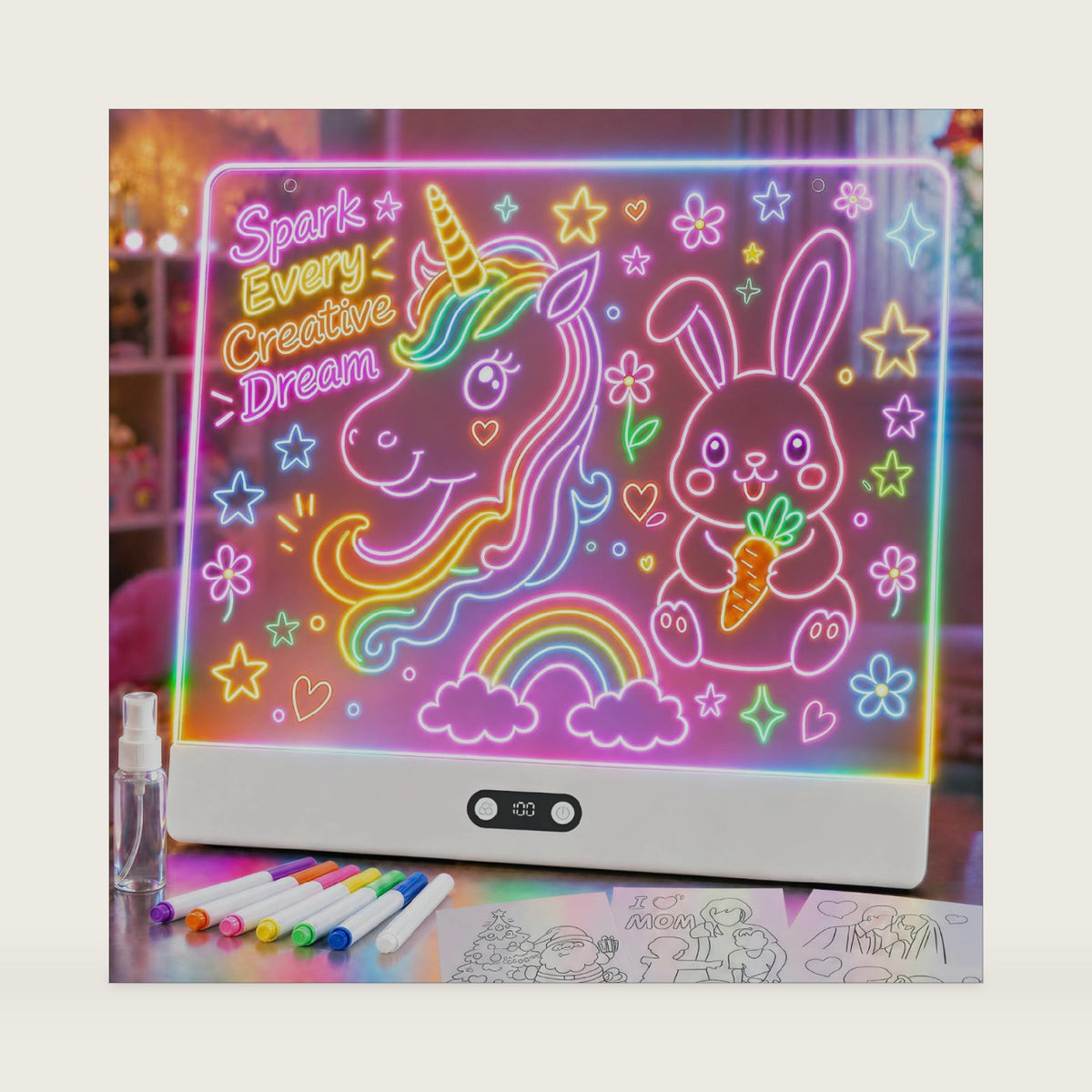 16" Rechargeable LED Drawing Board for Girls, 11 Light Modes