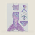 Girls Mermaid Costume 9 Piece Dress Up Set, Open Bottom Skirt with Jewelry