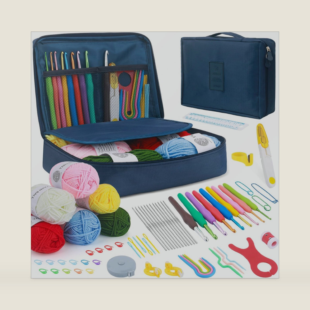 MECHEER Crochet Kit for Beginners, 67 Pcs Knitting Kits Crochet Set with Yarn, Ergonomic Crochet Hooks 0.6mm-6.0mm, Portable Crochet Starter Kit for Travel