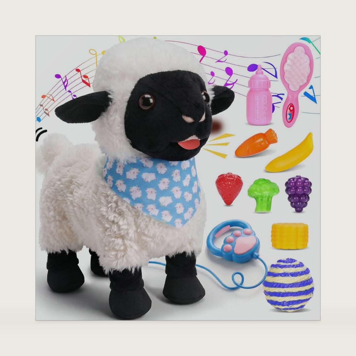 Interactive Walking Sheep Toy Talking Electric Plush Lamb with Leash Gift