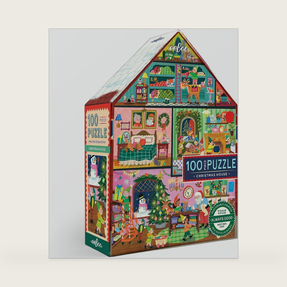 eeBoo Christmas House 100 Piece Children's Puzzle, 24" x 16", Age 5+