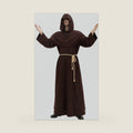 Men's Medieval Hooded Priest Costume - Friar Monk Robe for Renaissance Cosplay Halloween