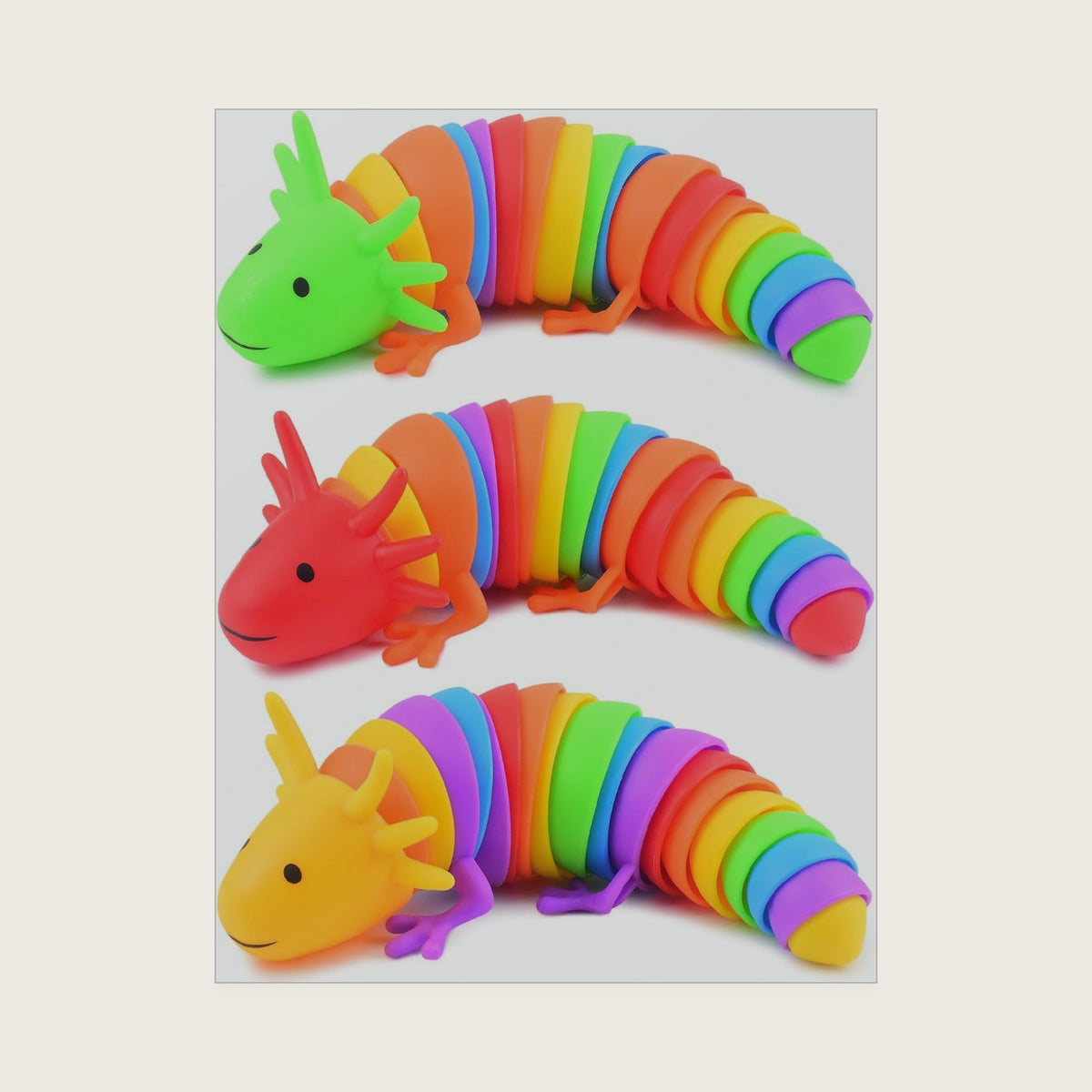 3 PCS Fidget Slug, 3D Articulated Stretch Salamander Stress Reliever, Sensory Stress Relief for Adults, Pressure Relieving and Anti-Anxiety Office Desk Toy(A)