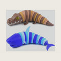 2 PCS Fidget Slug, 3D Articulated Stretch Shark and Crocodile Stress Reliever, Sensory Stress Relief for Adults, Pressure Relieving and Anti-Anxiety Office Desk Toy
