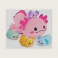 5 PCS Axolotl Plush Stuffed Animal Family-Axolotl Plush Toys 18.6" Large Pink Axolotl Mommy Plushies with 4 Baby Plushie Toy for Kids, Body Pillow Christmas Birthday Gifts for Kids Boys Girls