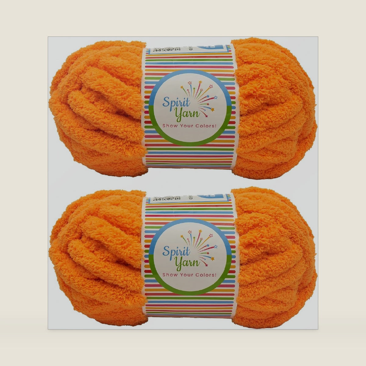 2-Pack Chunky Yarn for Handknitting & Crocheting Blankets, Amigurumi and Crafts: #7, 2cm (.75in) Jumbo Chenille Yarn, Soft Thick Fluffy Yarn: 100% Polyester: 63yds (16oz) - Bright Orange
