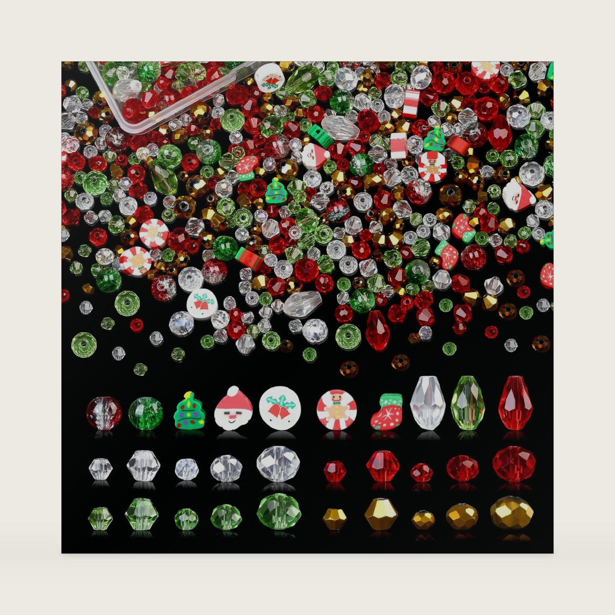 ZHIYUXI 1150PCS Christmas Glass Beads Red and White Beads Jewelry Making