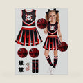 AOTHSO 9 Pieces Halloween Cheerleader Costume Zombie Fearleader Costume Set Includes Top Skirt Socks Pompoms Sticker Bows