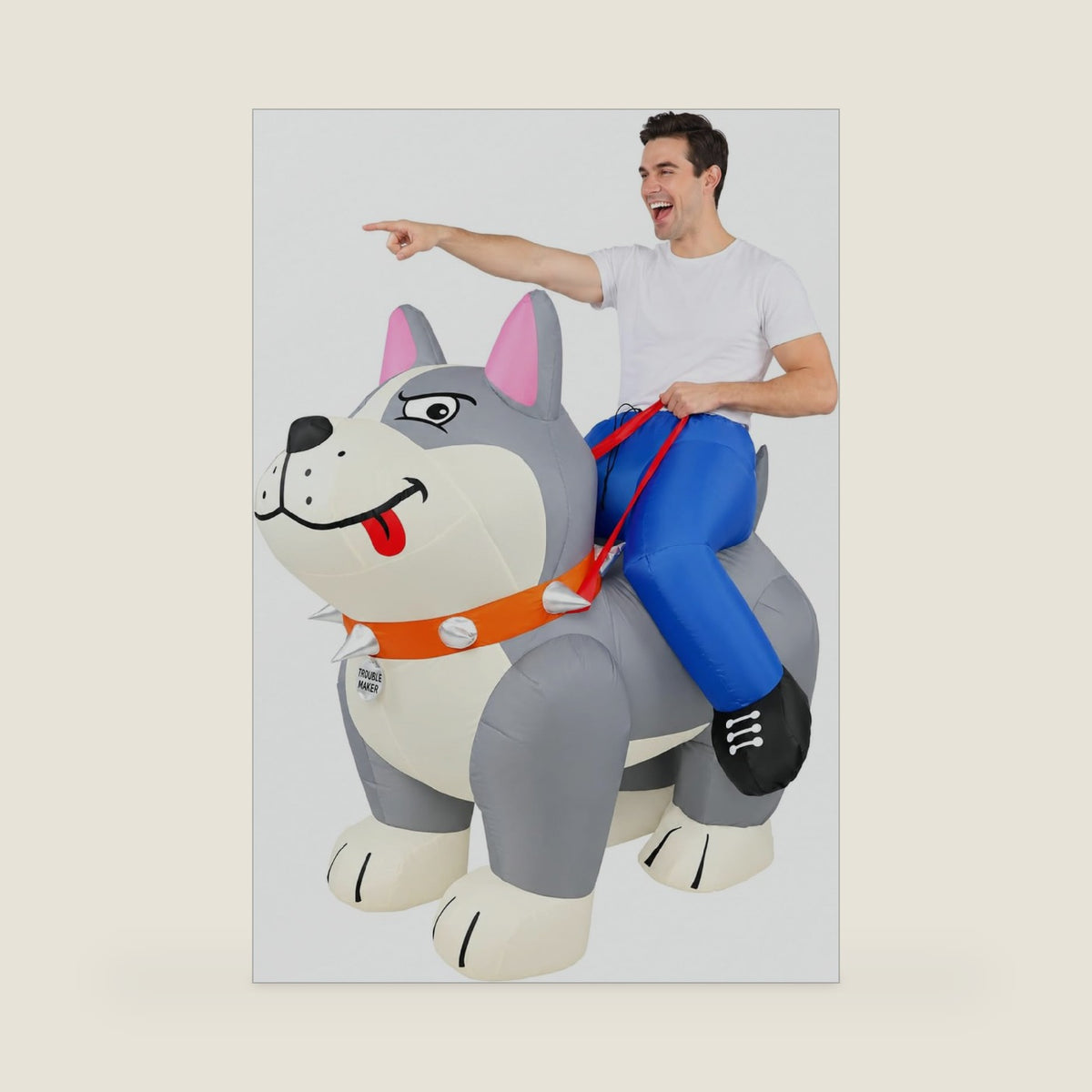 Inflatable Dog Costume for Adults, Funny Halloween Costume for Men, Blow Up Pitbull Animal Costume, Inflatable Costume with Dog for Halloween Party Cosplay