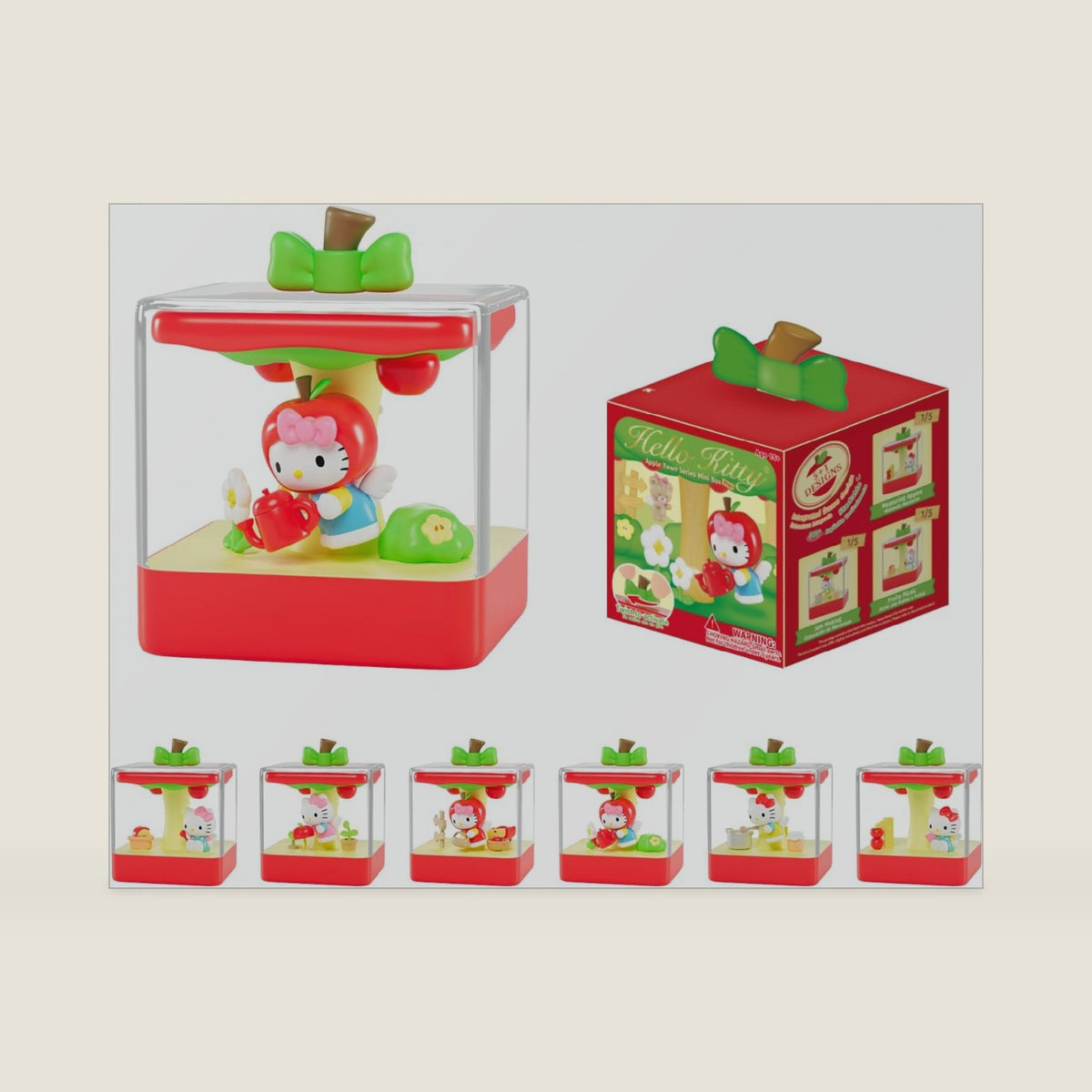 Blind Box Mini Box Pro+ Figures Apple Town Series Bean Mystery Rotating Micro Scene for Car Accessories Decorations Home Decor Birthday Gifts, Random One Figure