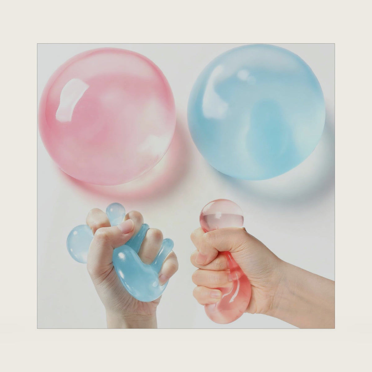 2 PCS Coconut Oil Squishy – Formable No-Rebound Stress Relief Balls, Sensory Fidget Toys for Study Work & Relaxation, Calming Desk Decor Anxiety Relief Gifts for Kids & Adults(Blue+Pink)