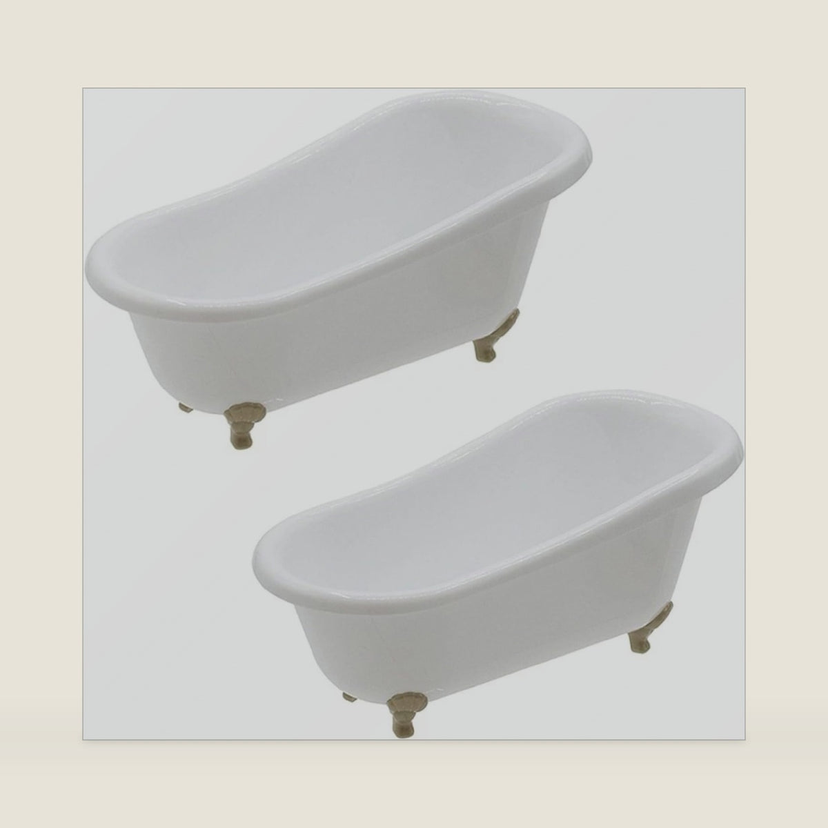 Japan Miniature 2 Pack Clawfoot Bathtub, Scale Vintage Bath Tub Model, Diorama Displays & Tiny Trinket Storage