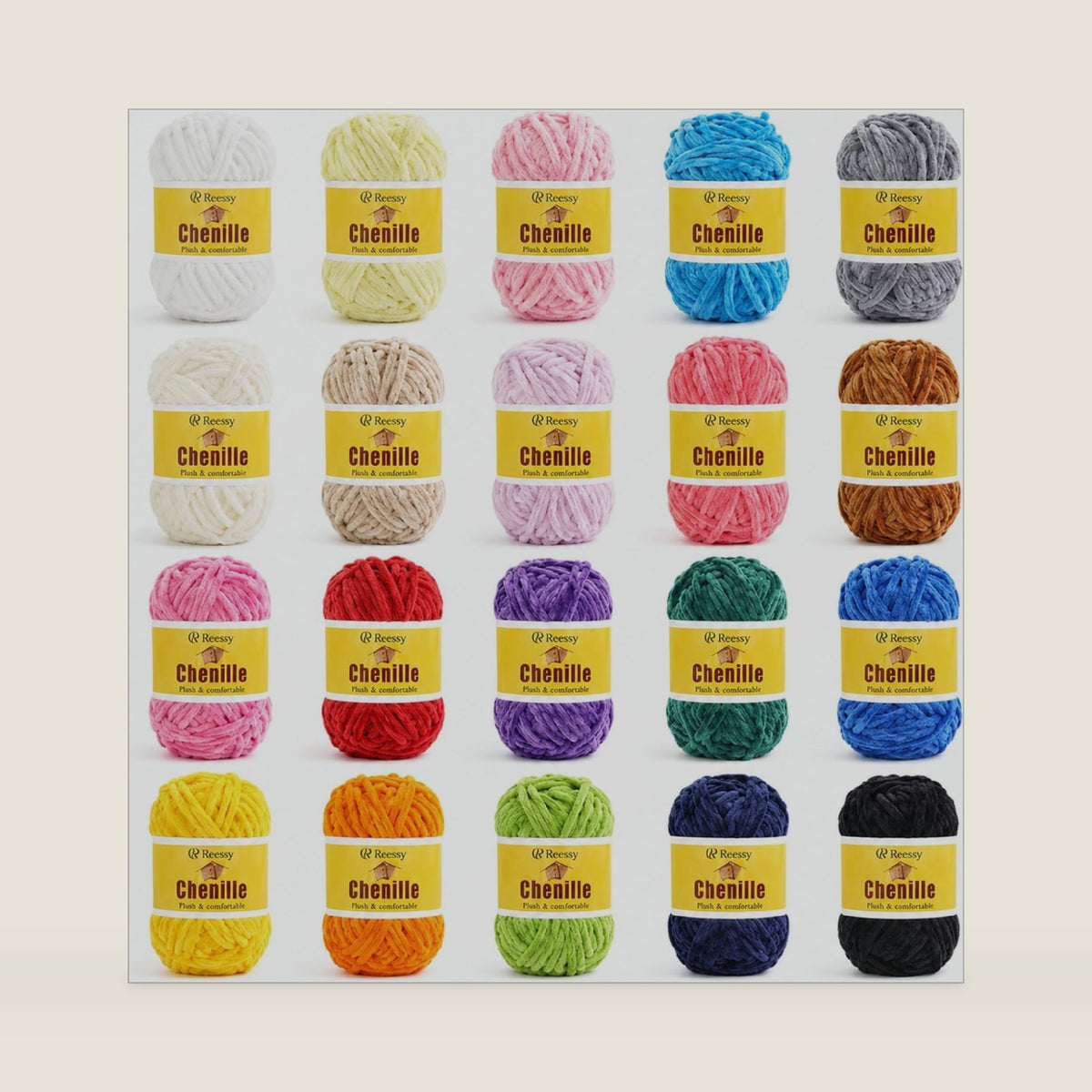 Chenille Yarn for Crocheting, 20 Colors Bulky Velvet Crochet Yarn