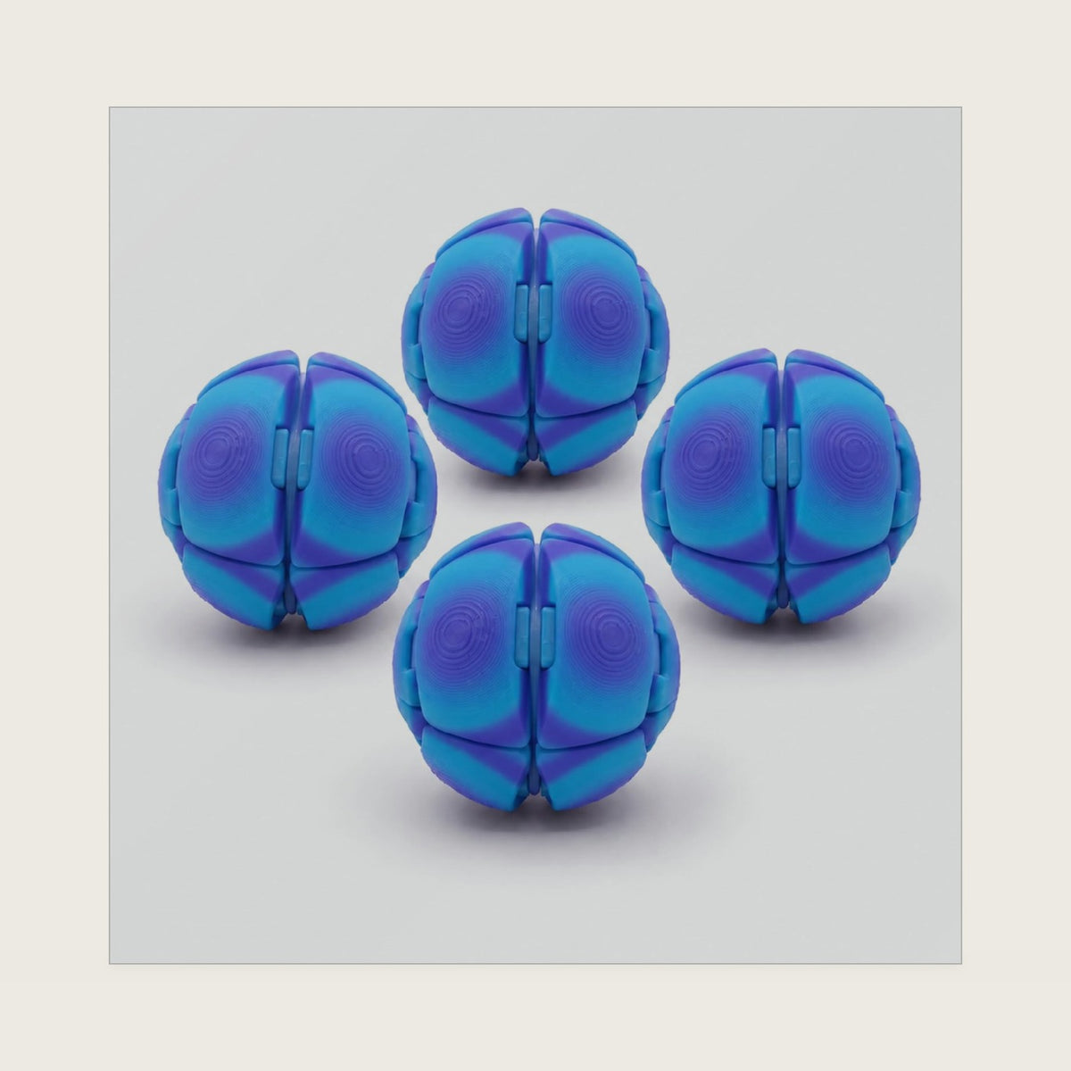 4 Pack Large 3D Printed Fidget Balls, 6cm Palm‑Size Flip Fidget Toy Balls, Quiet Tactile Stress Relief Fidget Toys for Desk Office Study Travel, Sensory Fidget Toys for Adults Teens, Blue