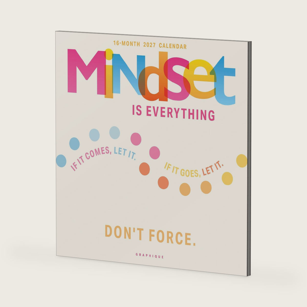 Graphique Mindset is Everything 2027 Wall Calendar | 12” x 12” | Thick Paper | Home & Office Organizer | Large Monthly Grid | 3 Languages & Marked Holidays | 4 Month Preview Page for 2028