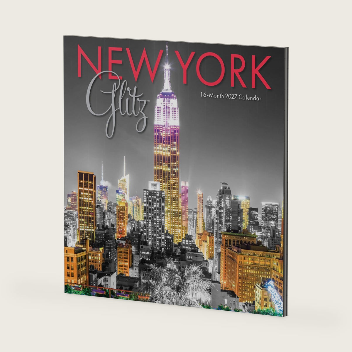 Graphique New York Glitz 2027 Wall Calendar | 12” x 12” | Thick Paper | Home & Office Organizer | Large Monthly Grid | 3 Languages & Marked Holidays | 4 Month Preview Page for 2028