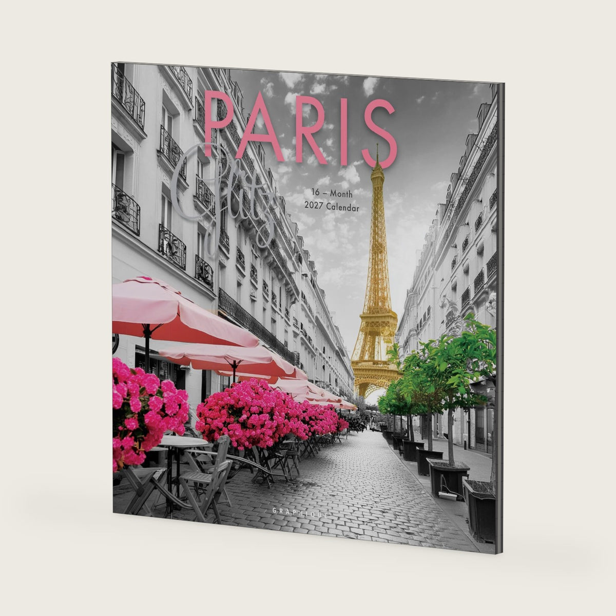 Graphique Paris Glitz 2027 Wall Calendar | 12” x 12” | Thick Paper | Home & Office Organizer | Large Monthly Grid | 3 Languages & Marked Holidays | 4 Month Preview Page for 2028