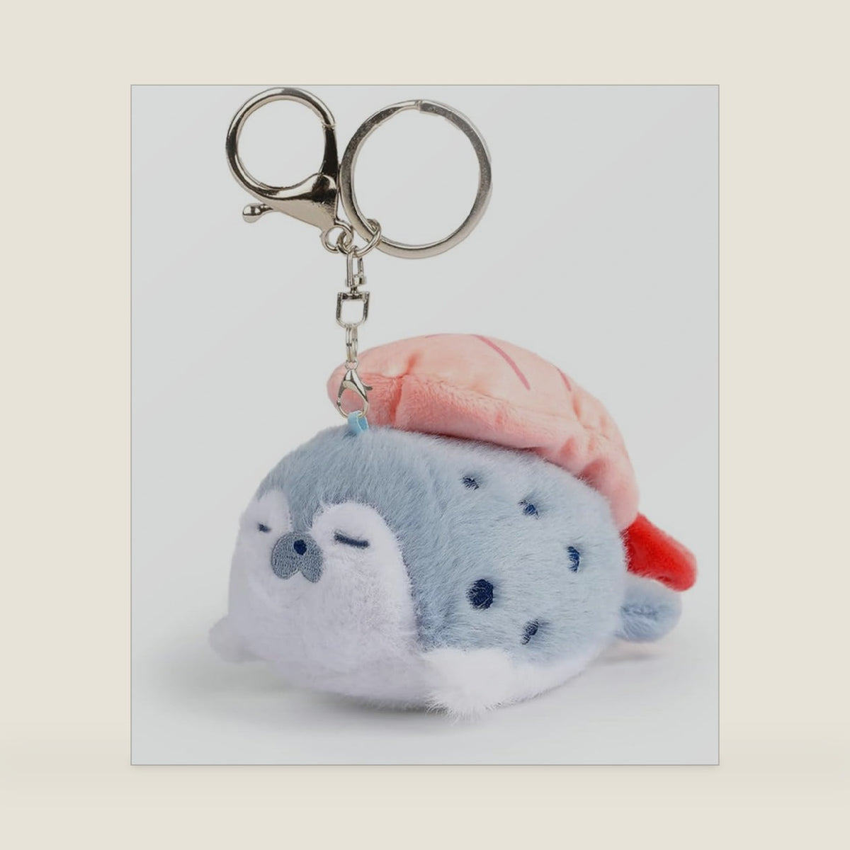 Sea Otter Plush Keychain Cute Seal Plush Keychain With Sushi Pendant Gift for Ocean Fans