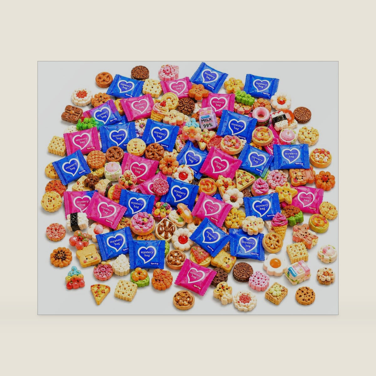 50PCS Mini Resin Food Blind Bags Mystery Bags Set, Tiny Charms Bulk Pack, Mini Resin Figures Surprise Toys, Dollhouse Toys for Kids Party Favors, Classroom Rewards & DIY Craft