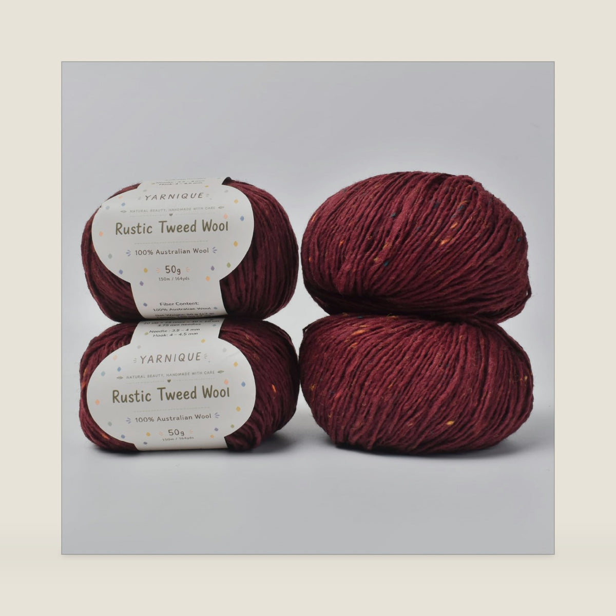 Rustic Tweed Wool Yarn, 1oo% Australian Wool, DK Weight, 4 Balls 200g, 656yds (3161 Vintage Burgundy Fleck)