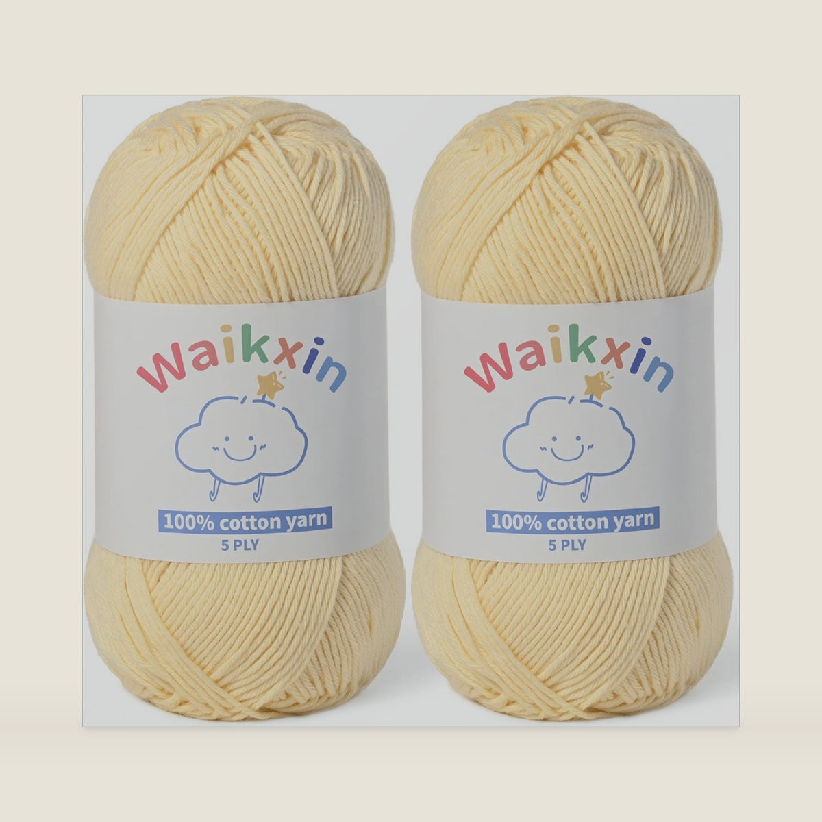 2 Pack of 100% Cotton Yarn for Crocheting,Baby Yarn for Crocheting Soft,5 Ply Milk Cotton Yarn,#2 Sport Weight Cotton Yarn,7.05oz/524.9yds Amigurumi Yarn for Puzzle,Clothes&DIY Crafts.(2 Light Yellow)