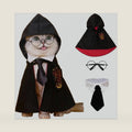 Cat Halloween Costumes - Adjustable Dog Cat Wizard Costume,Pet Hooded Cape Glasses Necktie Set,Funny Puppy Small Dog Halloween Costumes Boy Girl, Black Red Pet Magician Cosplay Outfits