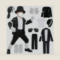 80s 90s Pop Star Costume, Set, Black Sequin Jacket, Trousers, Hat, Gloves, Wig, Dance Party Outfit, Halloween Costume