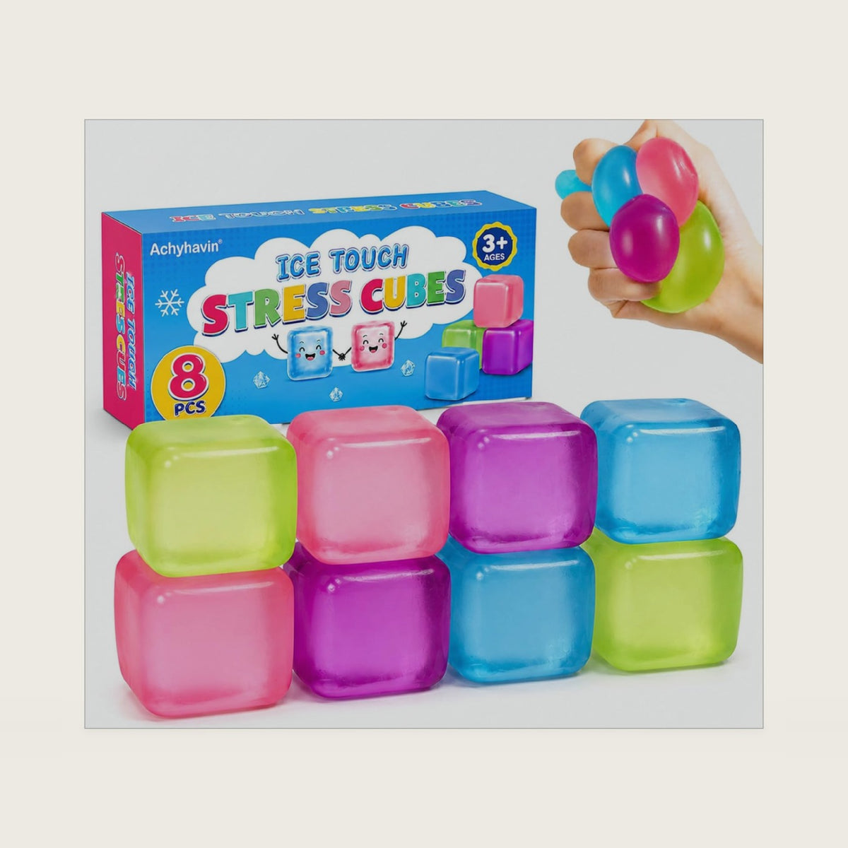 8 Pack Squishy Toys-Slow Rising Stress Cubes for Kids Adults-Squeeze Toys