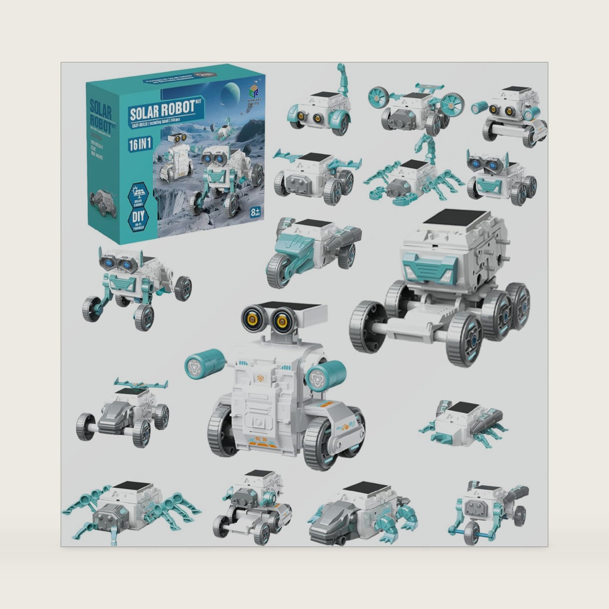 Solar Robot Kit 16 in 1 for Kids Ages 8-12, STEM Science Building Toys, DIY Educational Solar Powered Robot Toy, Engineering Learning Construction Set, Birthday Gifts for Boys Girls