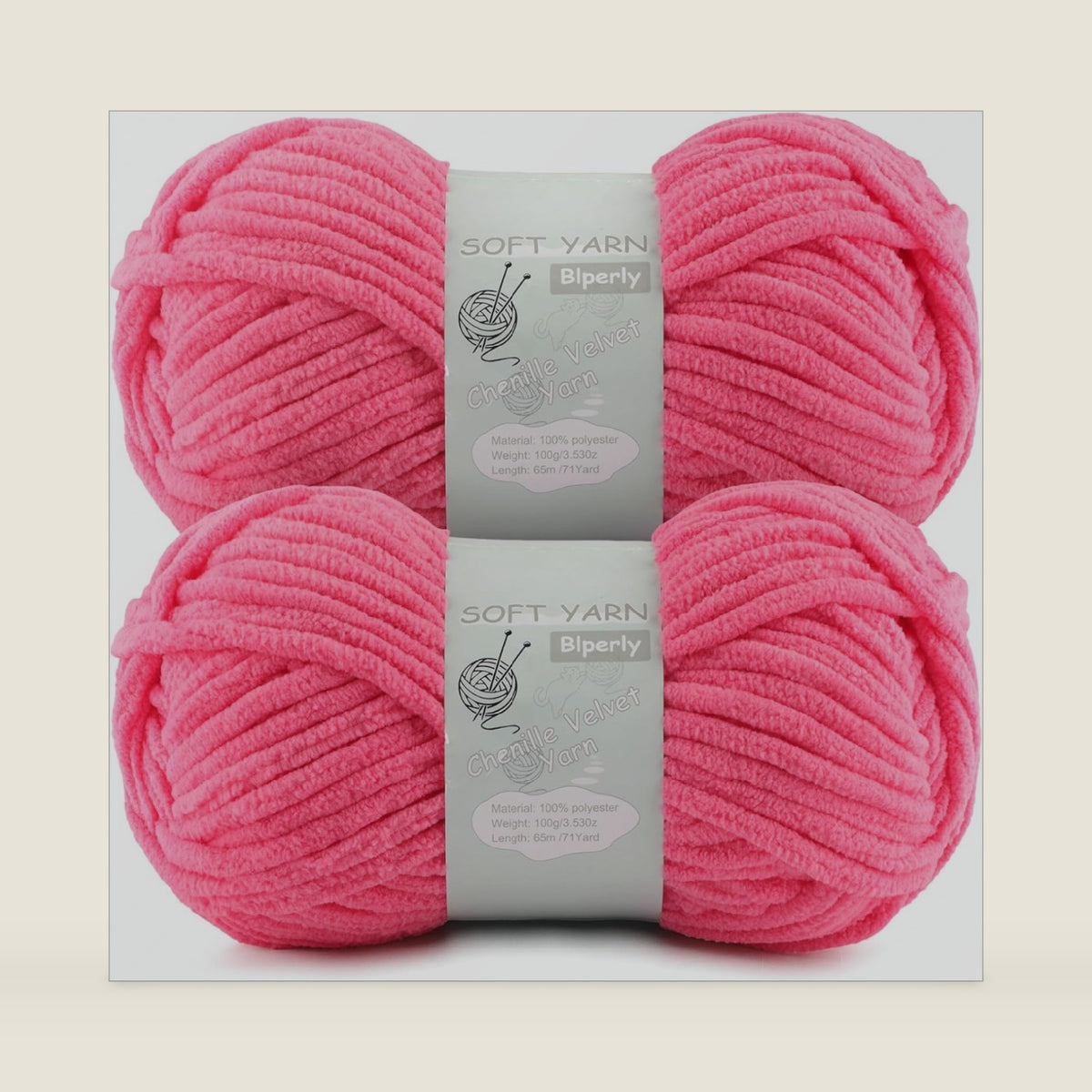 Chunky Chenille Yarn Velvet Soft Super Bulky Size 6 for Crocheting Knitting, Baby Blanket Yarn, 100g 71 Yds per Skein, Easy to Use for Scarves, Amigurumi, Crafts (2, Sunset Red)