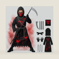 QIMYGIFT Scary Bloody Grim Reaper Costume for Boys, Kids Halloween Costume Set with Skull Face Mask Scythe Plastic Chains