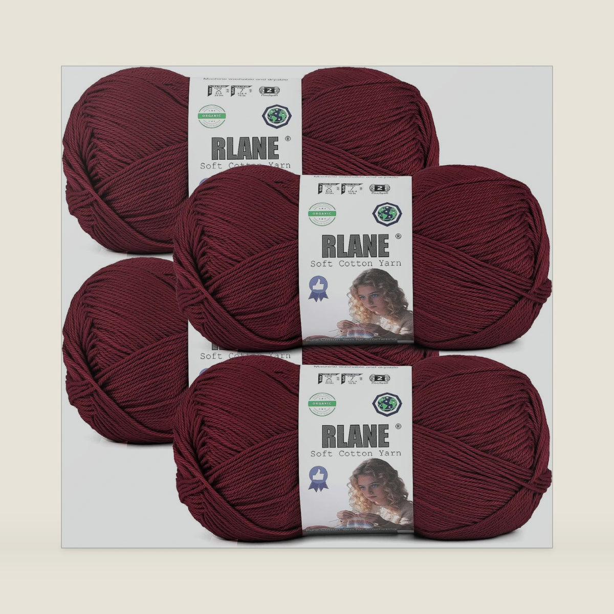 100% Cotton Yarn for Crocheting & Knitting, Sport Weight #2 Red Yarn