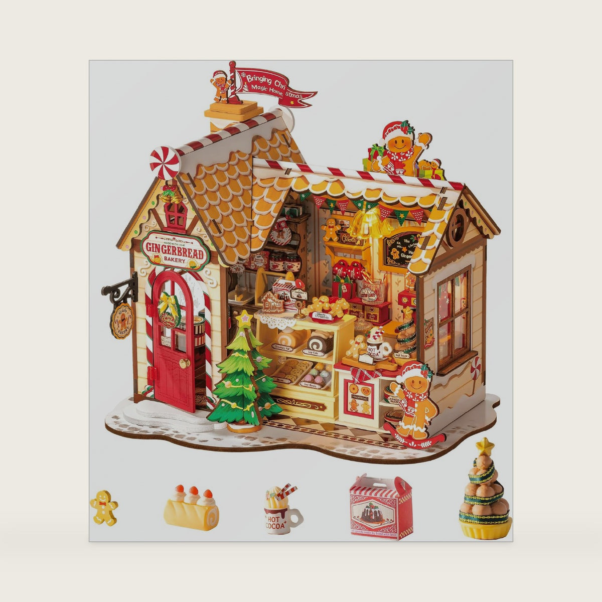 Robotime Christmas DIY Miniature Dollhouse Kit Gift for Adults