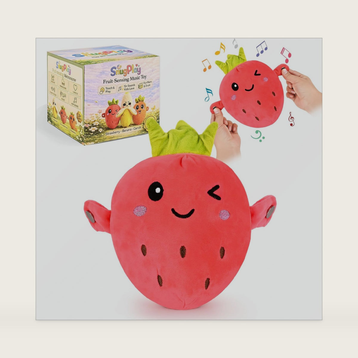 Interactive Music Plush Toy Set, Musical Sensory Toys, Strawberry