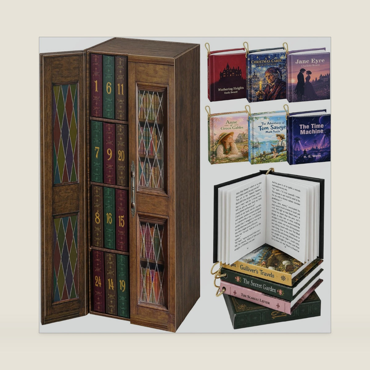 Mini Book Advent Calendar 2026 for Book Lovers, Christmas Tree Decor Books