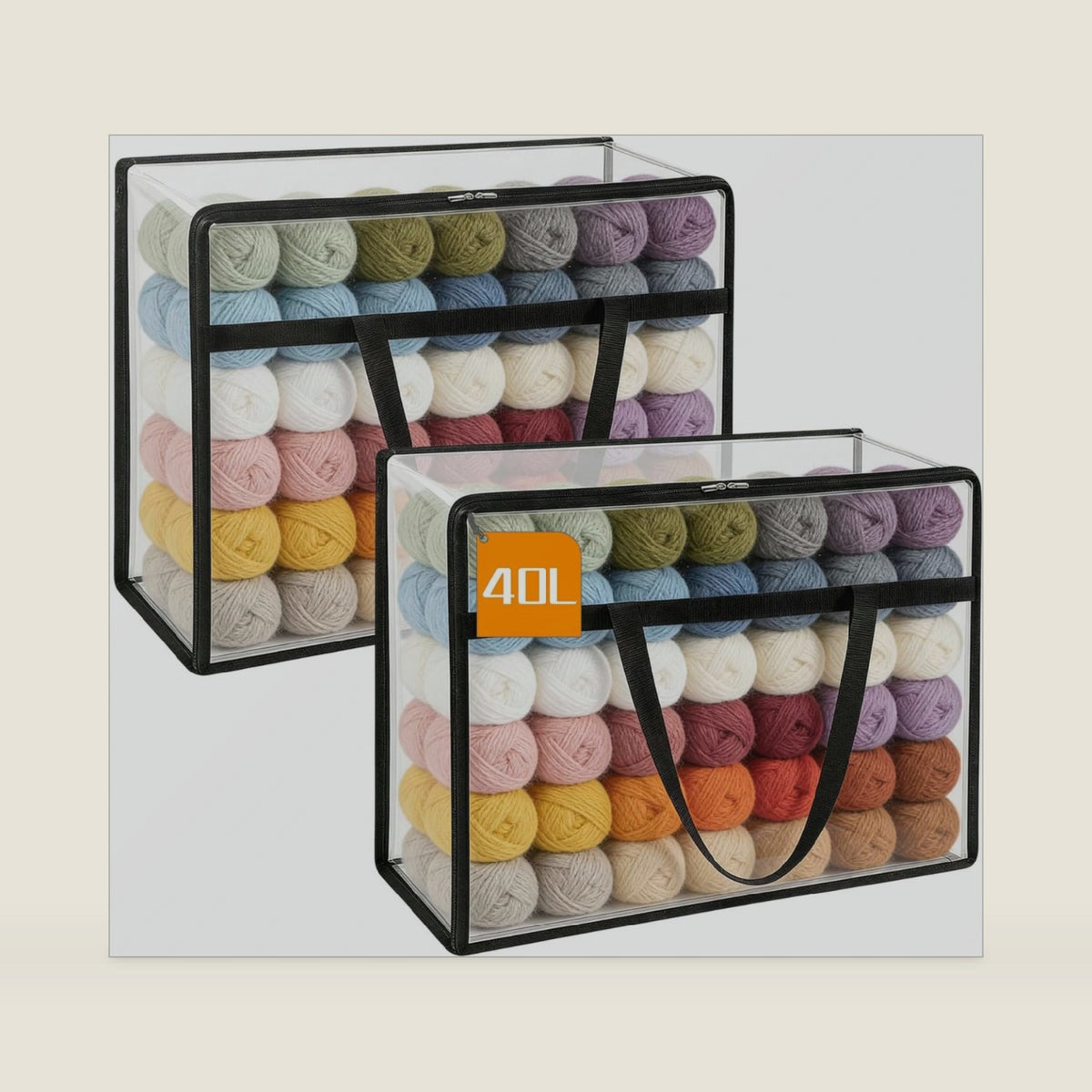 SKYJORMY 2 Pack Large Clear Yarn Storage Bag Organizer