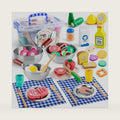 Juboury Wooden Play Food Sets for Kid Kitchen with Stainless Steel Cookware
